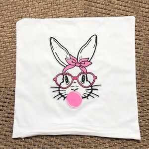 Handmade Easter Bunny Pillow Cover 18x18 | Cute Bunny  Spring Throw Pillow Cover